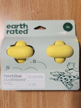 FetchDuo DuoRebond Yellow Dog Toy - 2 Pack Knot Shaped Ball